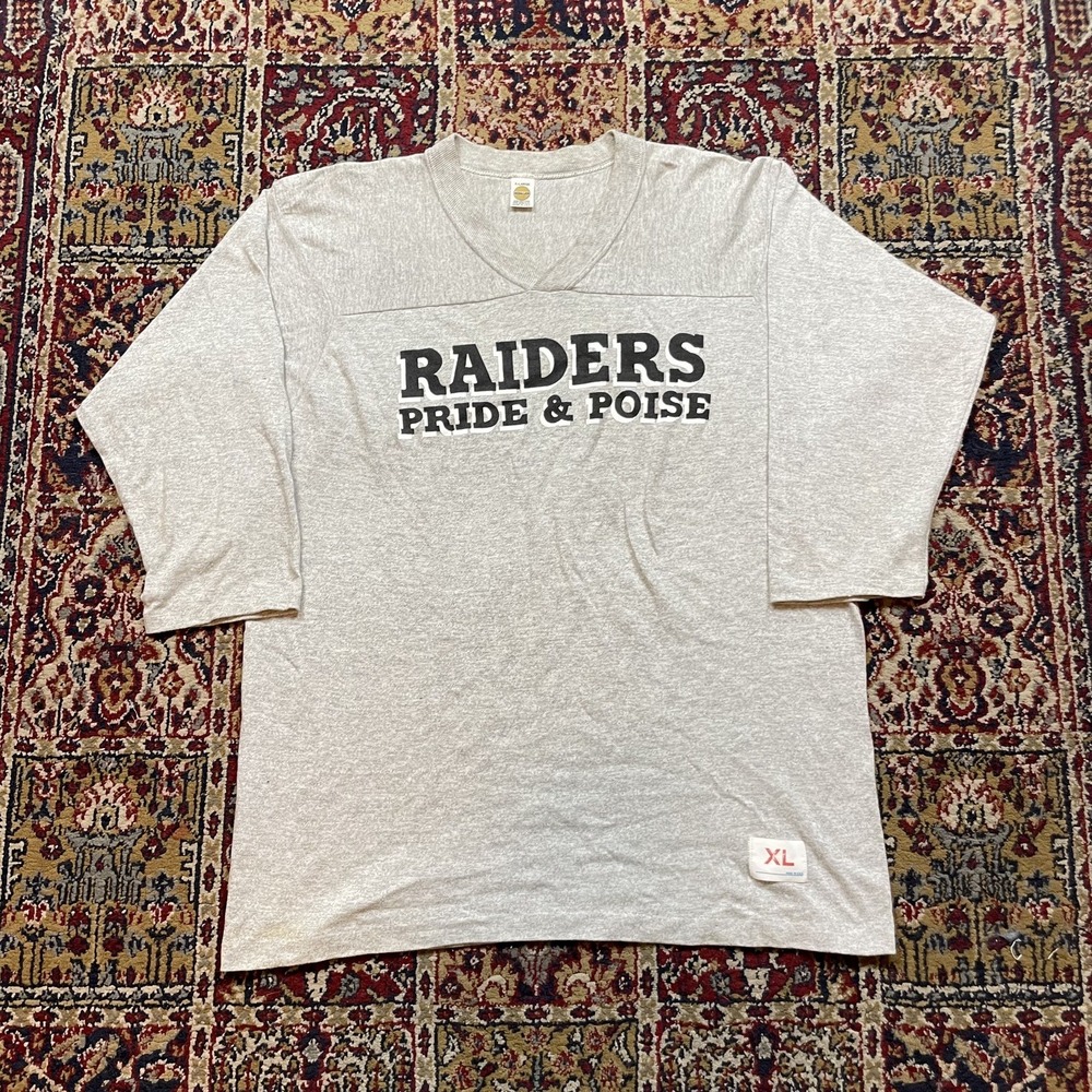 True VTG 70s LA Oakland Raiders Pride and Poise Paneled‎ Jersey Tshirt XL SS USA